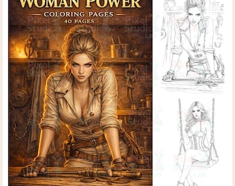 40 Dominatrix Woman Power Adult Coloring Pages, Digital Download