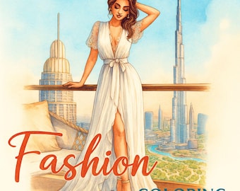 35 Elegant Women's Fashion Coloring Book: Global Style Illustrations (Digital Download JPEG & PDF)