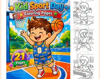 21 Kid Sport Day Coloring Page, Digital Download