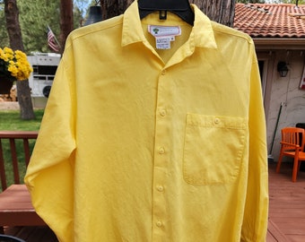 Vintage Womens Yellow  Shirt Blouse size Medium Organically Grown  Brand Long Sleeve Extra long