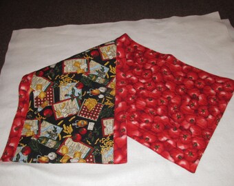 Handmade Quilted Table Runner Italian Food Pasta Tomatoes Wine Ravioli garlic