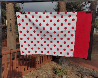 Handmade  pillowcase standard size red white polka dots Disney Mickey Mouse