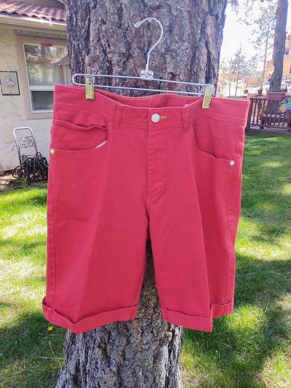 Vintage Mens RED Denim Shorts Neo Label 