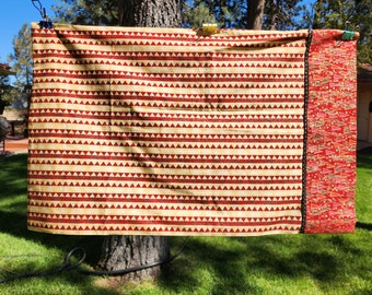 Handmade Christmas pillowcase pillow case standard size  tree red gold elegant triangles swirls