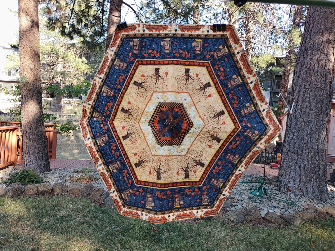 Handmade Quilted Table Topper Hexagon Fall Halloween Thanksgiving ...