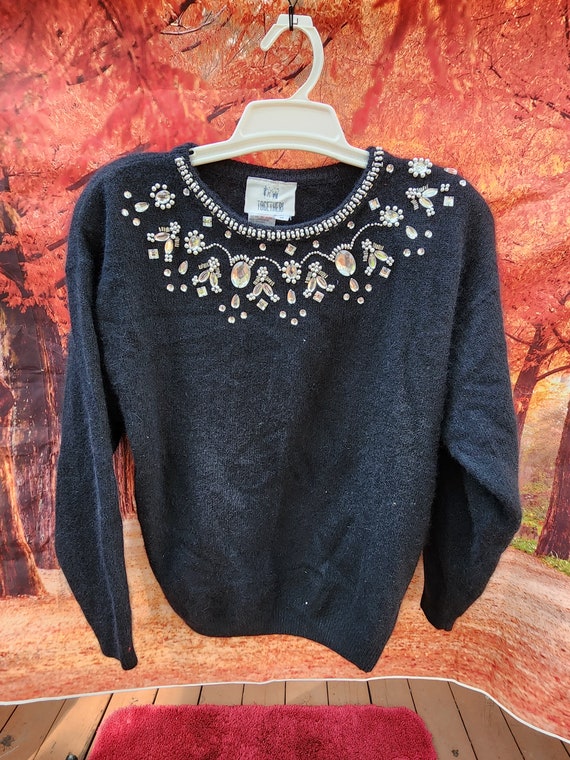 womens 1980s  Vintage Sweater beaded embellished p
