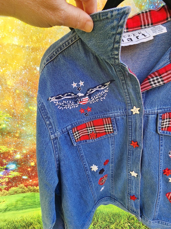 Womens Keren Hart Denim Patriotic Denim Shirt Siz… - image 4