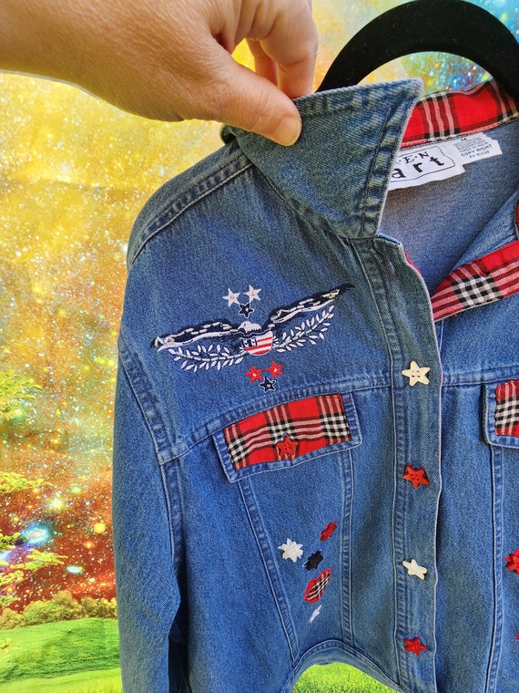 Womens Keren Hart Denim Patriotic Denim Shirt Siz… - image 2