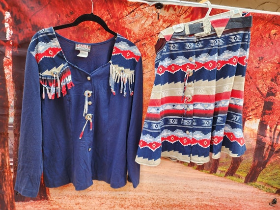 Vintage Womens Western shirt & Skirt Outfit Set Ozark… - Gem