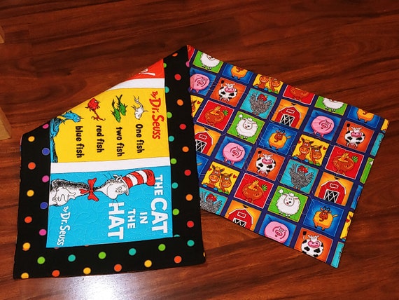 Handmade Quilted Table Dresser Runner Dr Seuss Polka Dots Cat Etsy