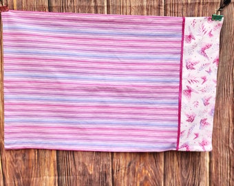 Handmade cotton   pillowcase pillow case standard size pillow pink Purple stripes butterflies butterfly