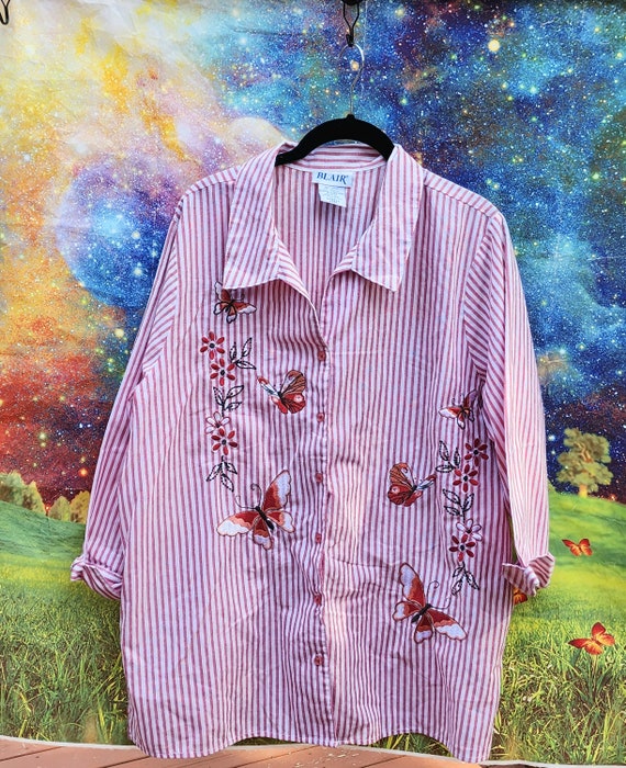 Vintage Womens BLAIR Shirt Blouse size XL   strip… - image 1