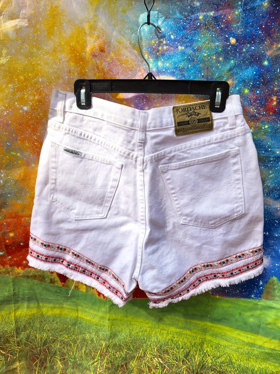 Vintage Denim Jean Shorts JORDACHE white floral f… - image 5