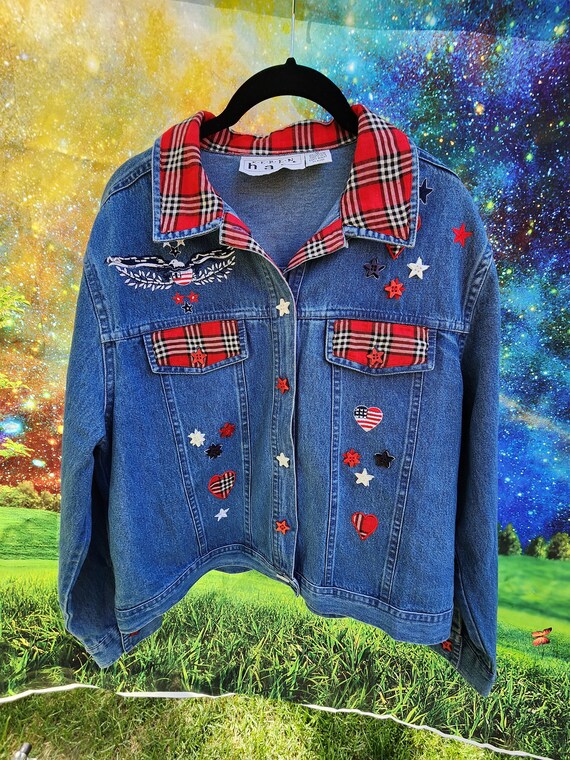 Womens Keren Hart Denim Patriotic Denim Shirt Siz… - image 1