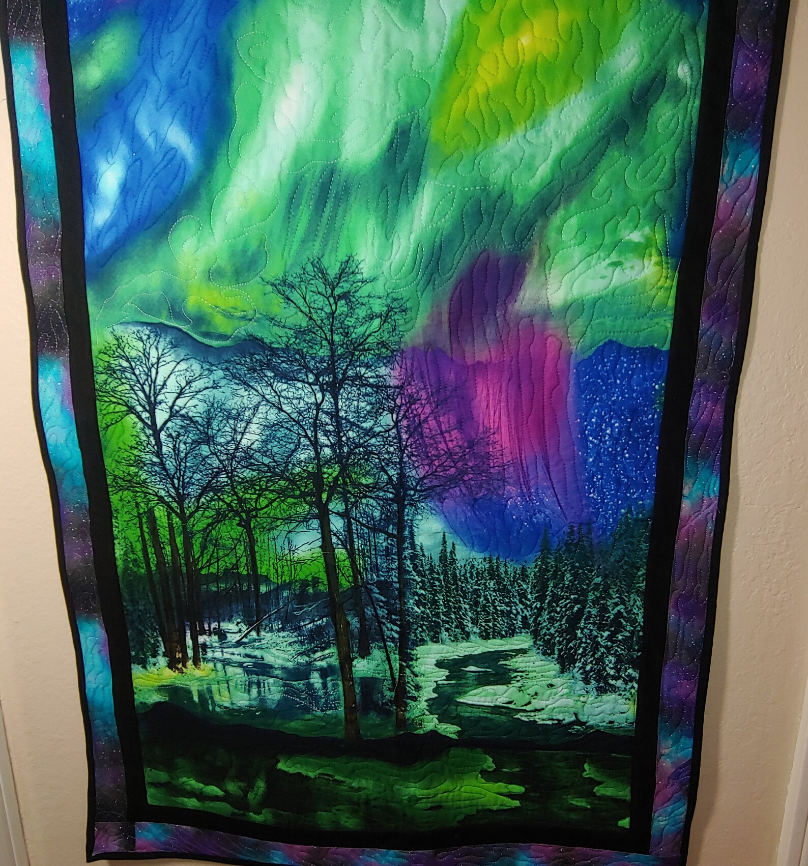 Handmade Quilted Wall hanging Aurora Borealis Northern Lights Etsy
