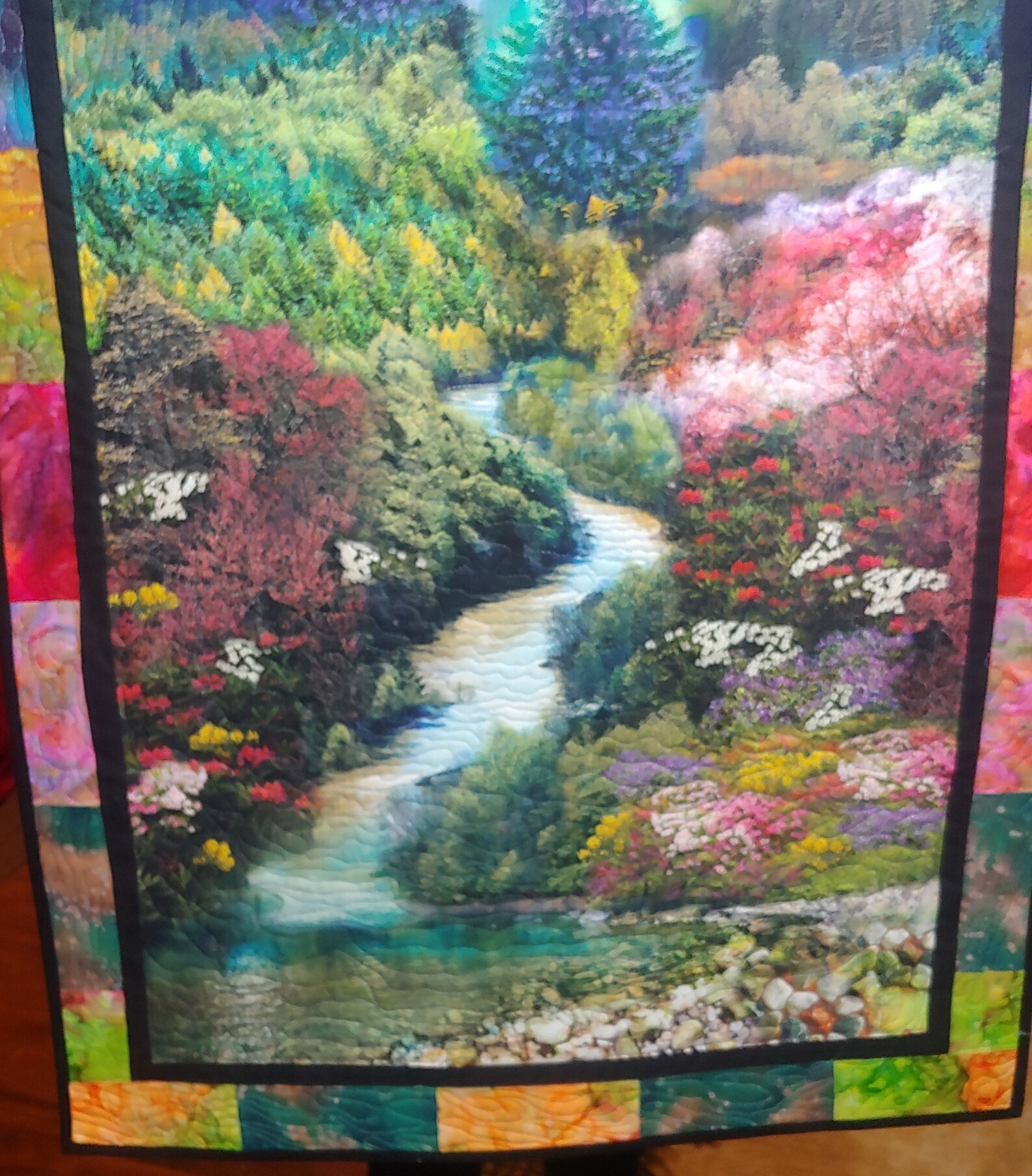 Handmade Quilted Wall hanging colorful trees scenic scenery Etsy
