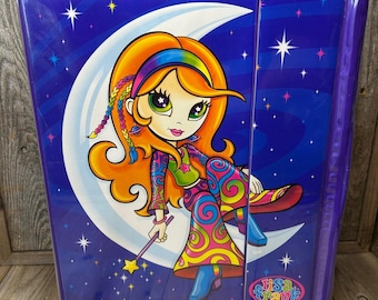 Juego de carpetas tríptico Lisa Frank Cool Chicks Moon Stars Purple Vintage P965
