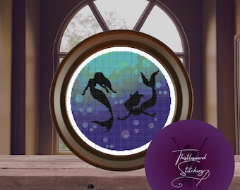 Mermaids in the Ocean Cross Stitch Pattern PDF - Fantasy Art, Fairytale