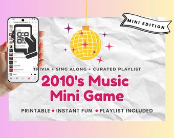 2010's Music Mini Game – Printable Trivia & Sing Along Party Cards + Curated Playlist (Instant Download)
