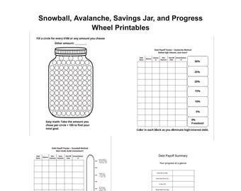 Debt Payoff Tracker Bundle: Snowball, Avalanche, Savings Jar (Printable PDF)