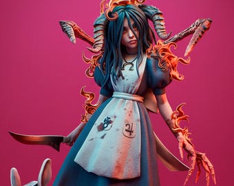 Alice Madness Returns Statue: Hand-Painted Dark Wonderland Fan Art (7.9")
