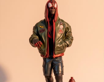 Spider-Man Fan Art Miles Morales | 11.8" Resin Statue | Hand-Painted or Unpainted