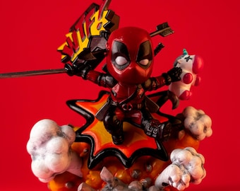 Deadpool Chibi 3D Printed Resin Figure Hand-Painted  Comic Fan Art