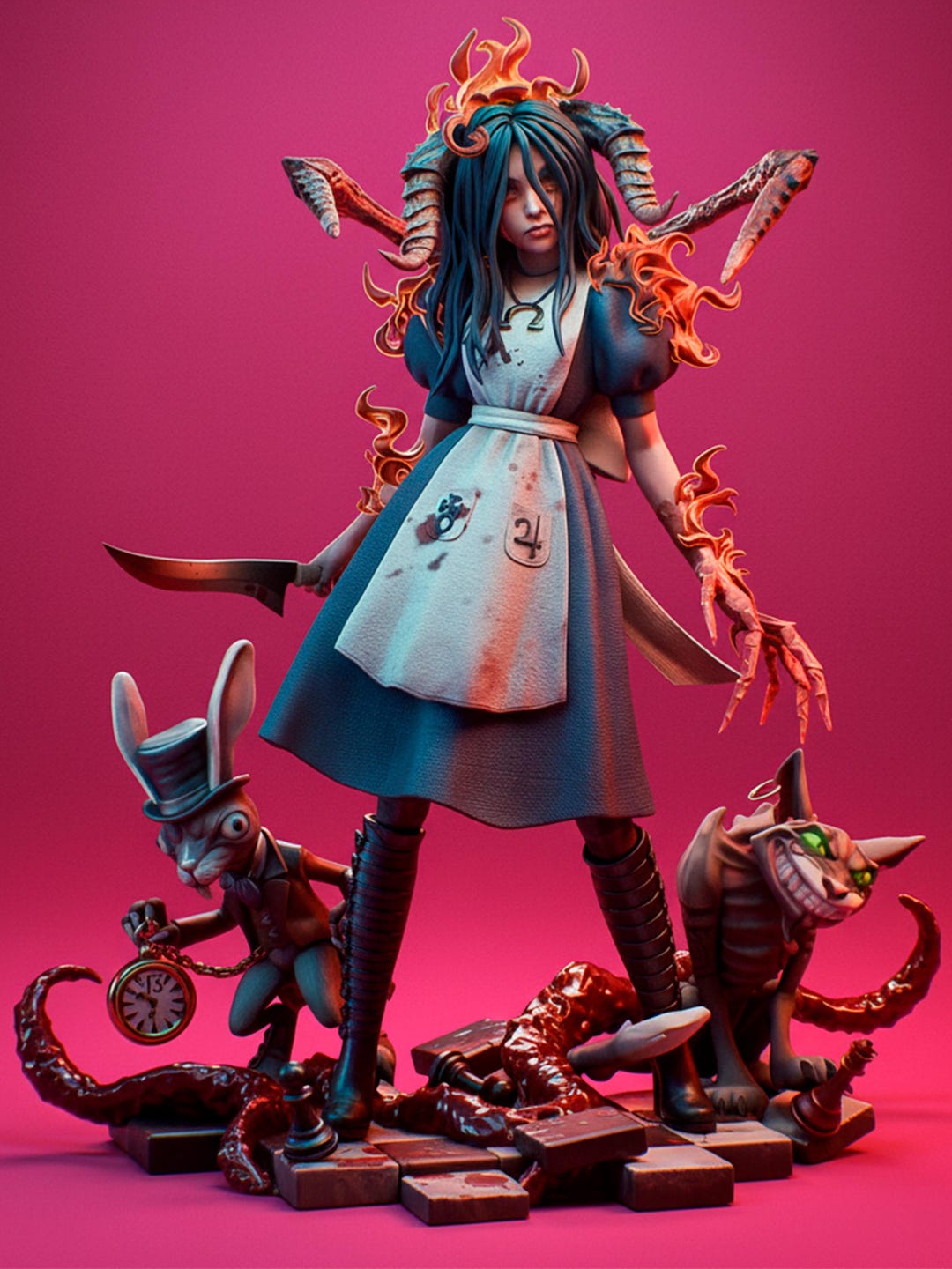 Alice Madness Returns Statue: Hand-painted Dark Wonderland Fan Art