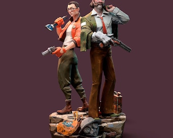 Harry Du Bois and Kim Kitsuragi | Disco Elysium | Resin Figure | Fan Art Statue