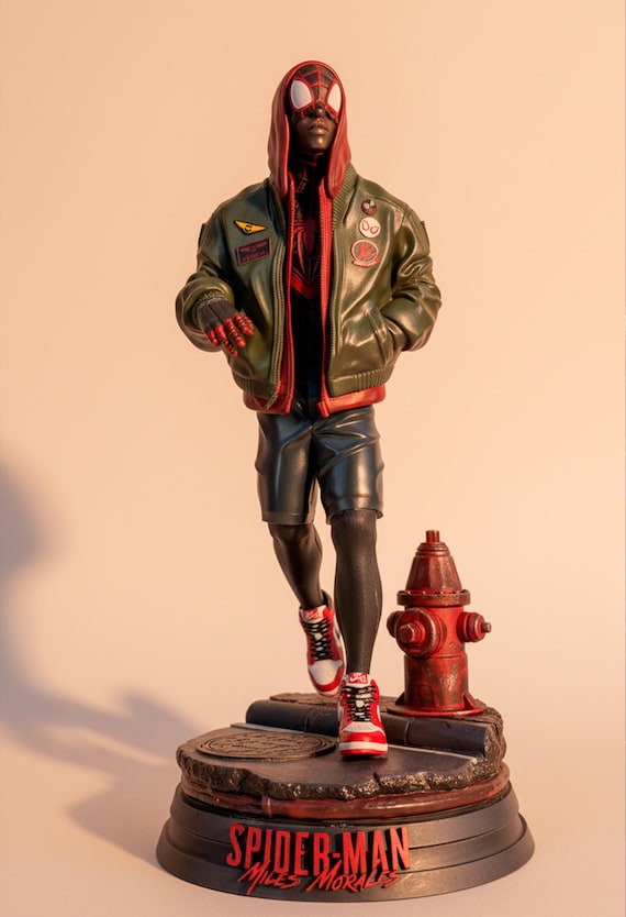 Spider-Man Fan Art Miles Morales | 11.8" Resin Statue | Hand-Painted or Unpainted