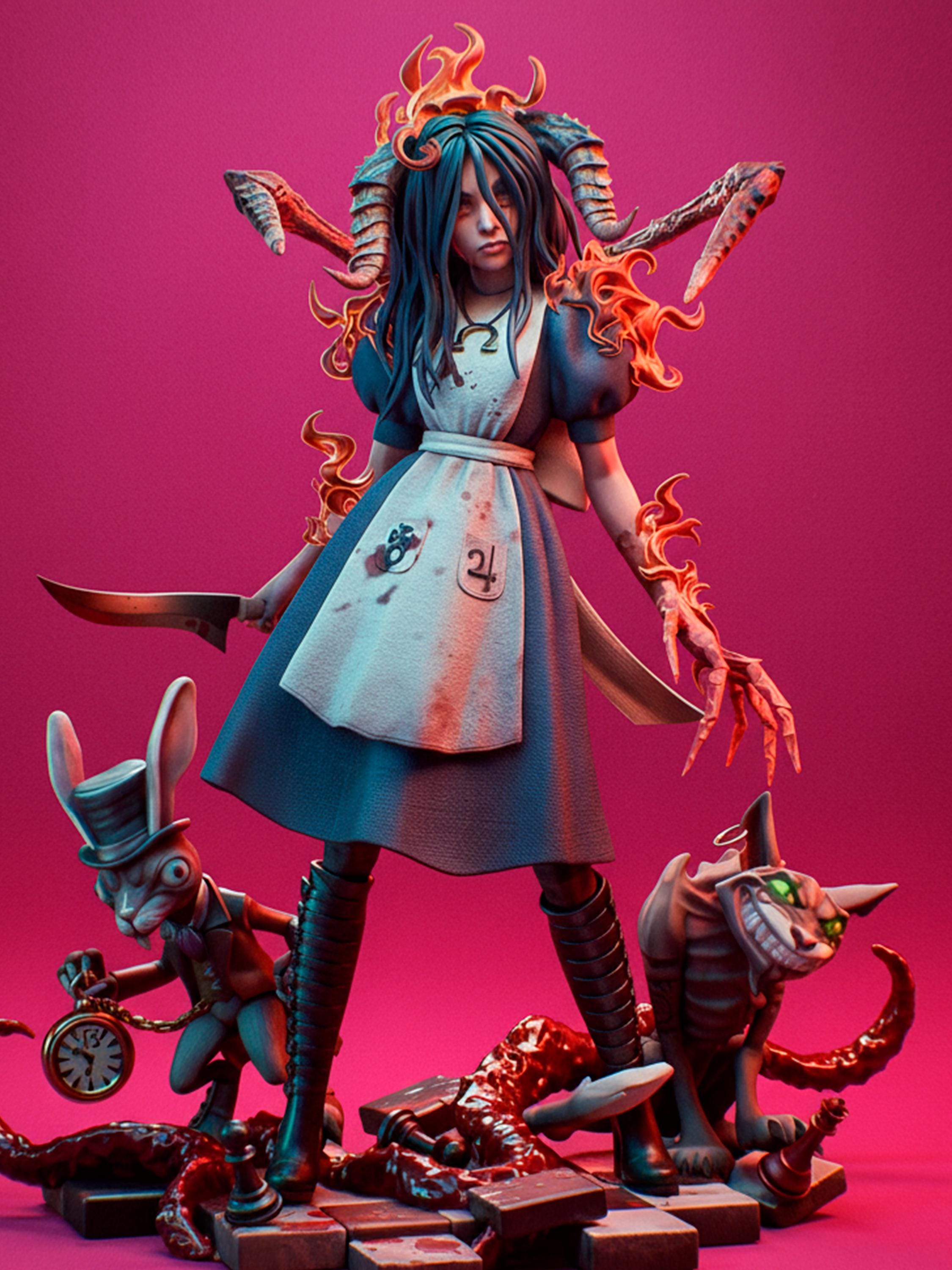Alice Madness Returns Statue: Hand-painted Dark Wonderland Fan Art