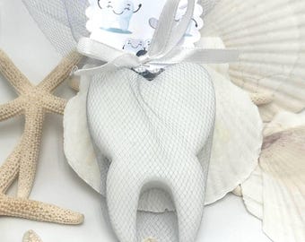 Handmade Tooth Soap Party Favors | Tulle Wrapped Dental Gift