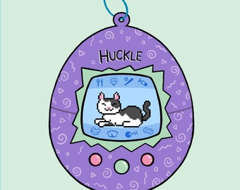 Custom Pet Portrait - Tamagotchi Print & Keyring Set