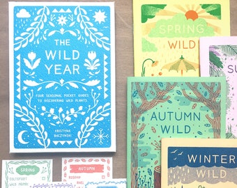 Plant Zine Collection, The Wild Year - 4 x saisonale Risograph Comics, Geschenk verpackt