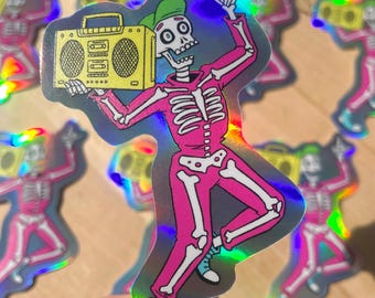 Dancing Skeleton - Holographic Sticker