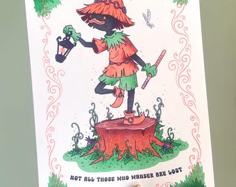Skull Kid - LoZ Risograph Print, Wander, Lost Woods