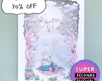 Magical Moon Market - A3 Large Riso Print