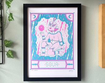 Sour Goddess - Riso print, witch, tarot