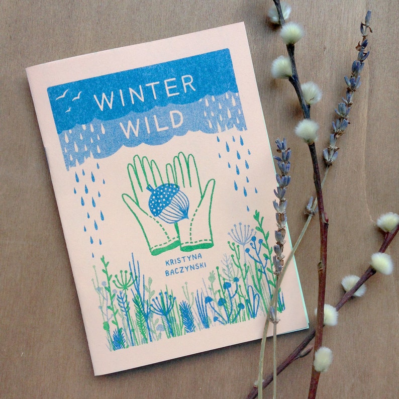 Winter Wild Plant Zine, Comic Risograph Handmade image 1