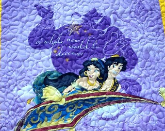 Princess Jasmine Quilted Baby Blanket with Jasmine Frame Backing