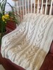 Ready-Made Knit Afghan---V CABLES in OFF WHITE 