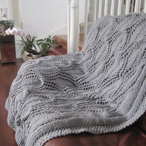 Ready-Made Knit AfghanDELIGHTFUL in LIGHT GREY image 2