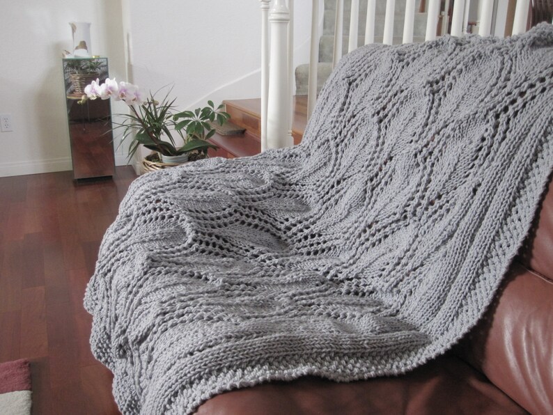 Ready-Made Knit AfghanDELIGHTFUL in LIGHT GREY image 2