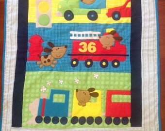 Puppy Transportation Flannel Baby Blanket