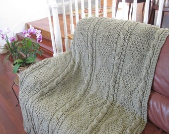 Ready-Made Knit Afghan---Exquisite in Taupe