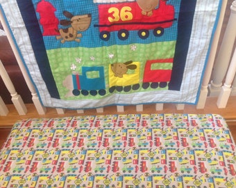 VROOM VROOM Flannel Crib Sheet   ---   Puppy Transportation
