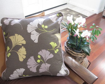 Ready-Made Pillow---GINGKO LEAVES in Dark Brown (20in)