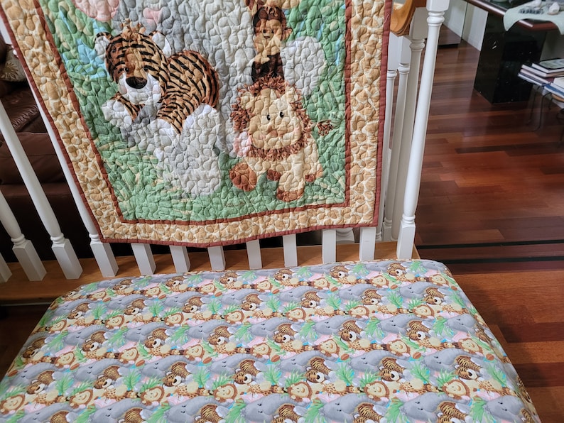 Quilted Jungle Friends Baby Blanket with Jungle Animals Backing image 7