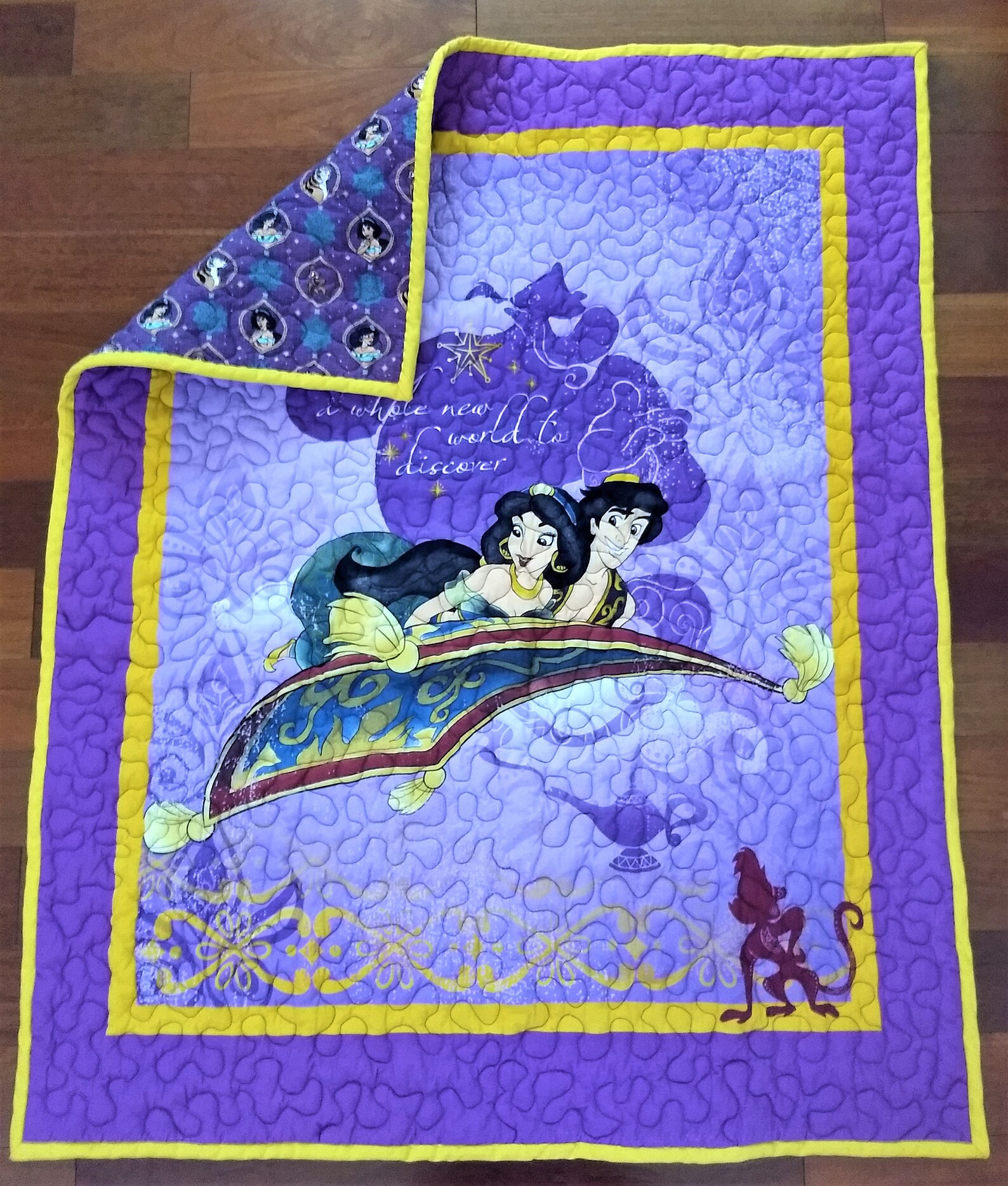 Princess Jasmine Quilted Baby Blanket With Jasmine Frame Etsy