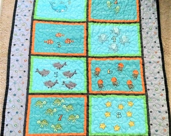 Quilted Go Fish Baby Blanket